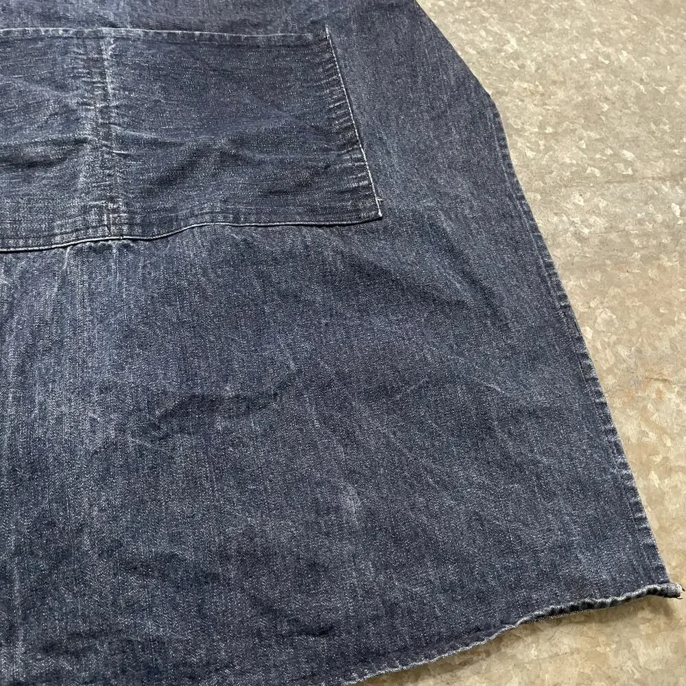 Williams Sonoma Denim Apron Dark Blue 100% Cotton Made in USA Unisex Pockets O/S